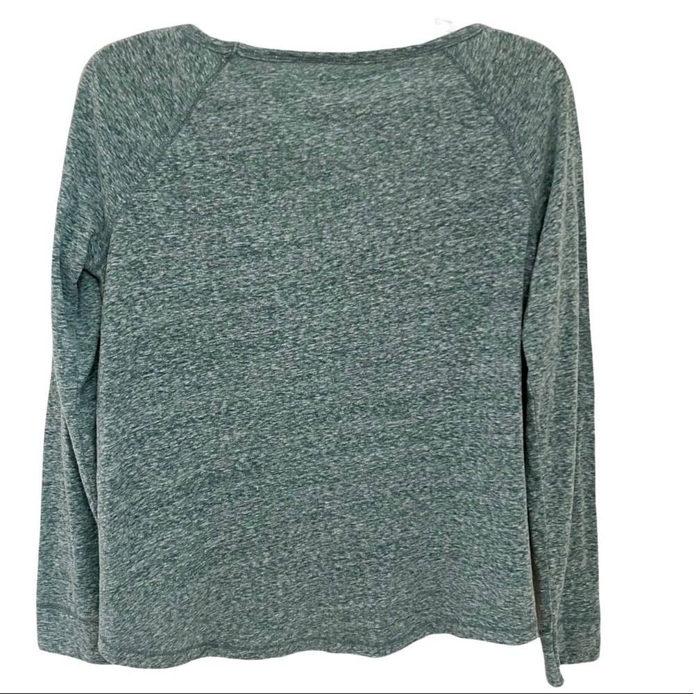 Check and Stripe Heather Green Long Sleeve Scoop Neck Top Sz Small  B7 - Picture 2 of 8